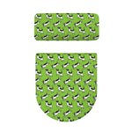 Green Doodle Bull Terrier Pattern Print Toilet Lid And Tank Cover Set