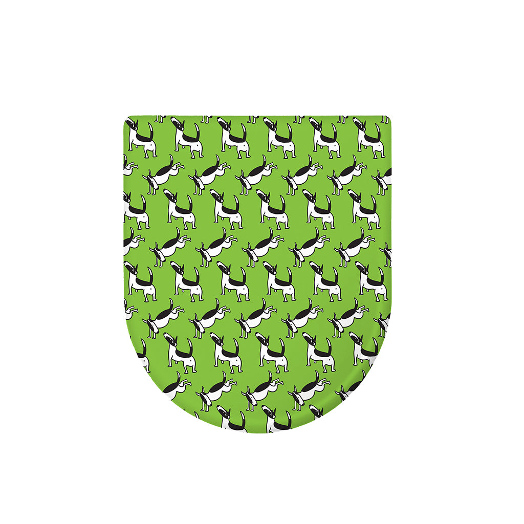 Green Doodle Bull Terrier Pattern Print Toilet Lid Cover
