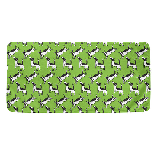 Green Doodle Bull Terrier Pattern Print Towel