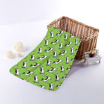 Green Doodle Bull Terrier Pattern Print Towel