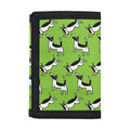 Green Doodle Bull Terrier Pattern Print Trifold Wallet