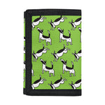 Green Doodle Bull Terrier Pattern Print Trifold Wallet