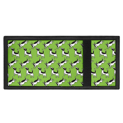 Green Doodle Bull Terrier Pattern Print Trifold Wallet