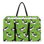 Green Doodle Bull Terrier Pattern Print Utility Tote Bag