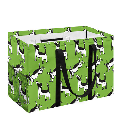 Green Doodle Bull Terrier Pattern Print Utility Tote Bag