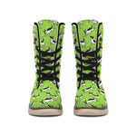 Green Doodle Bull Terrier Pattern Print Winter Boots