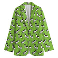 Green Doodle Bull Terrier Pattern Print Women's Blazer