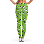 Green Doodle Bull Terrier Pattern Print Women's Leggings