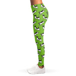 Green Doodle Bull Terrier Pattern Print Women's Leggings