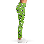 Green Doodle Bull Terrier Pattern Print Women's Leggings