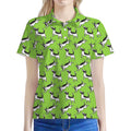 Green Doodle Bull Terrier Pattern Print Women's Polo Shirt