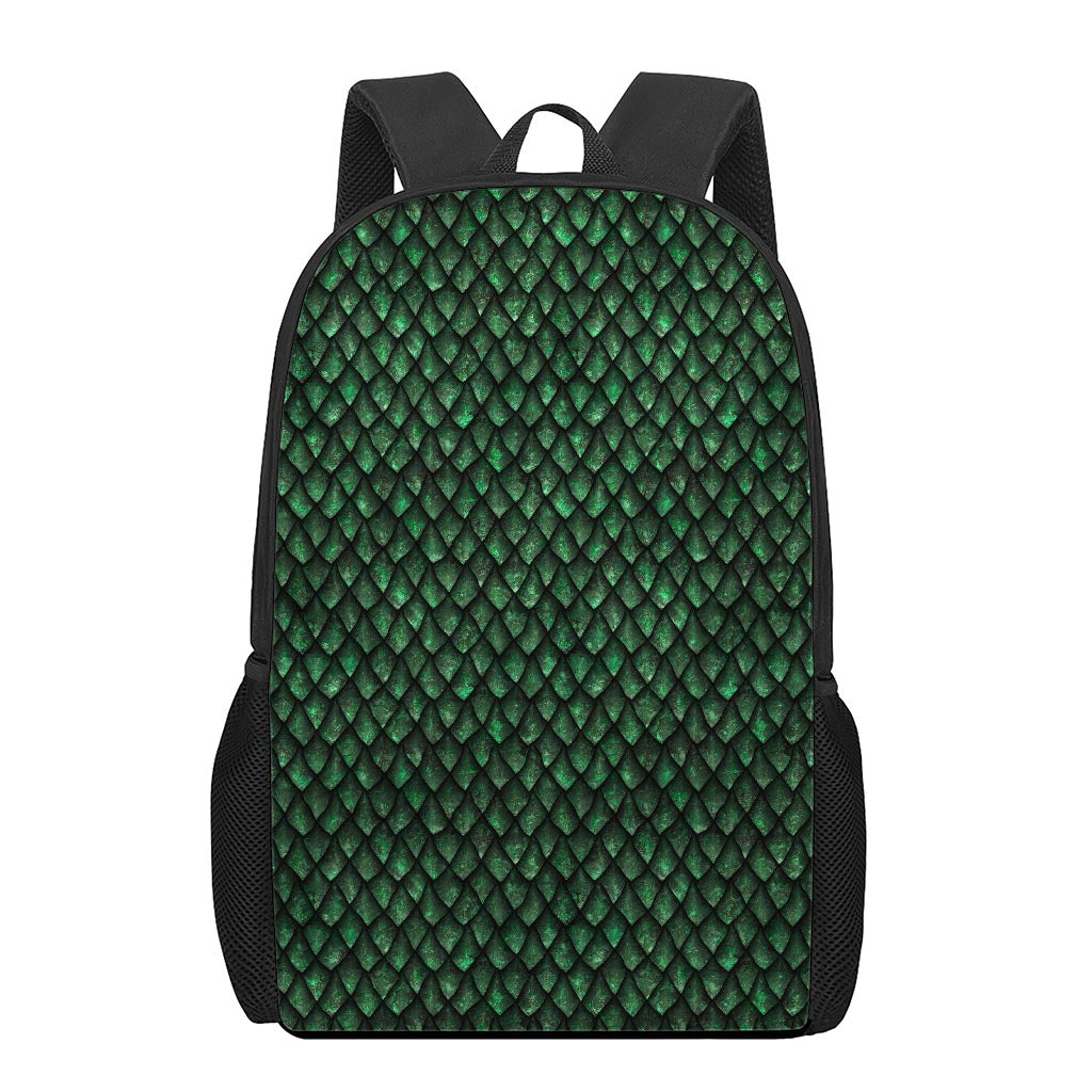Green Dragon Scales Pattern Print 17 Inch Backpack