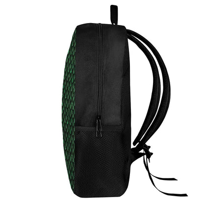 Green Dragon Scales Pattern Print 17 Inch Backpack
