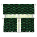 Green Dragon Scales Pattern Print 3 Piece Kitchen Curtains