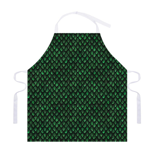 Green Dragon Scales Pattern Print Adjustable Apron