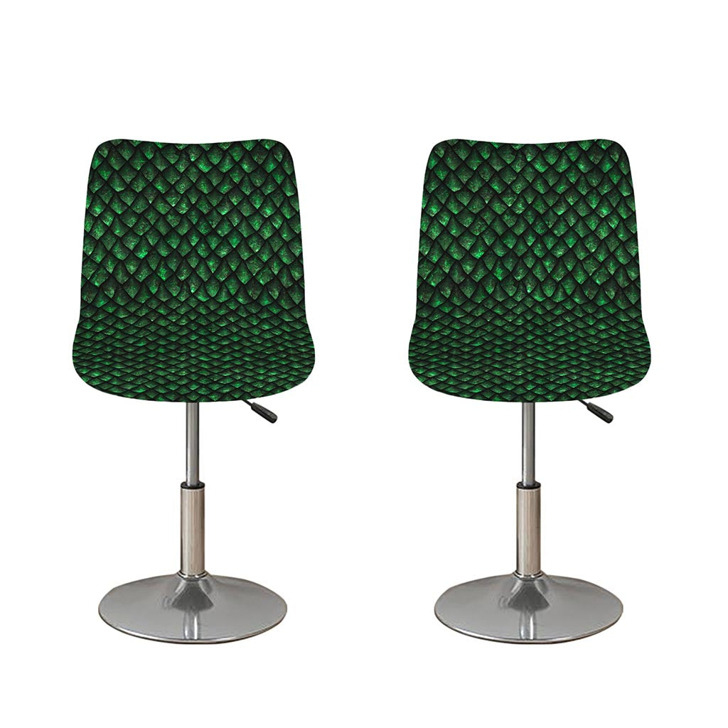 Green Dragon Scales Pattern Print Bar Stool Covers