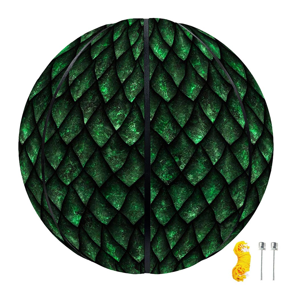 Green Dragon Scales Pattern Print Basketball