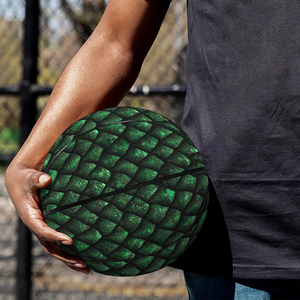 Green Dragon Scales Pattern Print Basketball