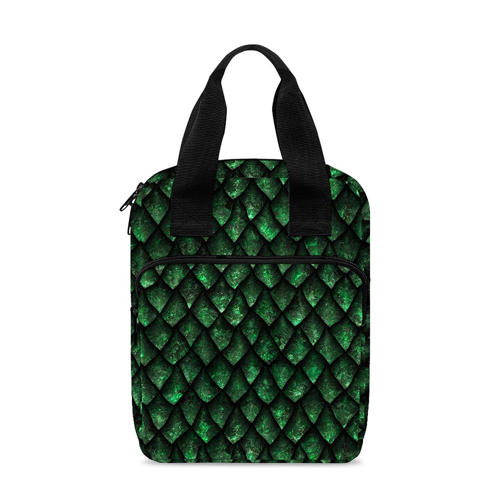 Green Dragon Scales Pattern Print Bible Tote Bag