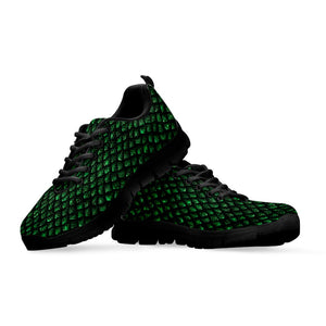 Green Dragon Scales Pattern Print Black Running Shoes