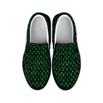 Green Dragon Scales Pattern Print Black Slip On Sneakers