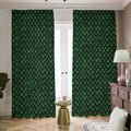Green Dragon Scales Pattern Print Dimout Pencil Pleat Curtains