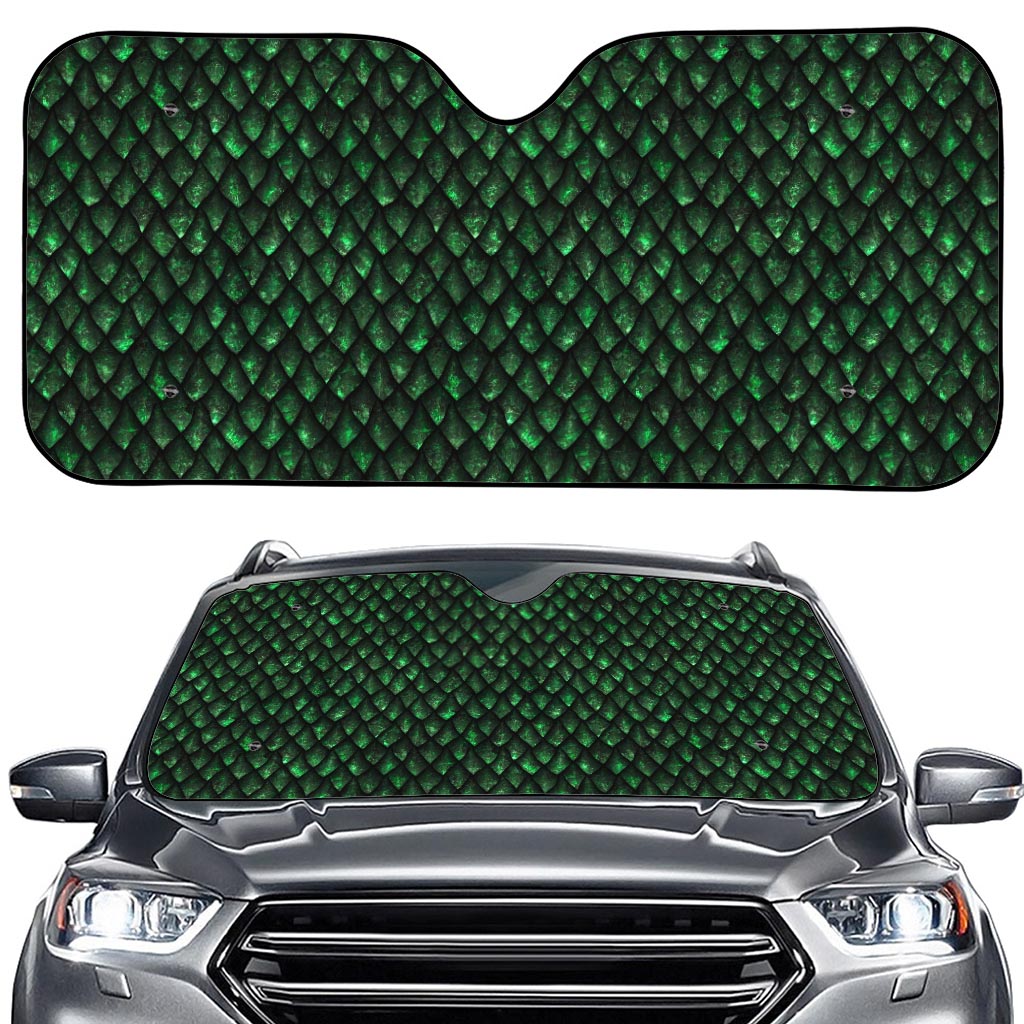 Green Dragon Scales Pattern Print Car Windshield Sun Shade