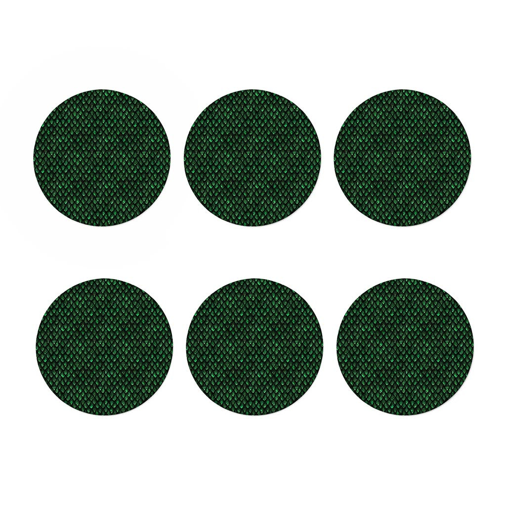 Green Dragon Scales Pattern Print Coaster Set