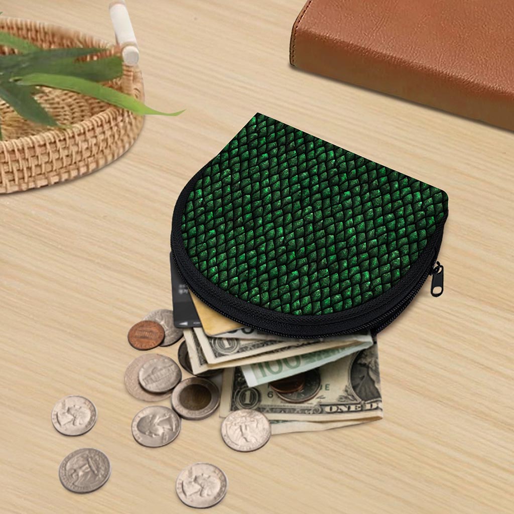 Green Dragon Scales Pattern Print Coin Purse
