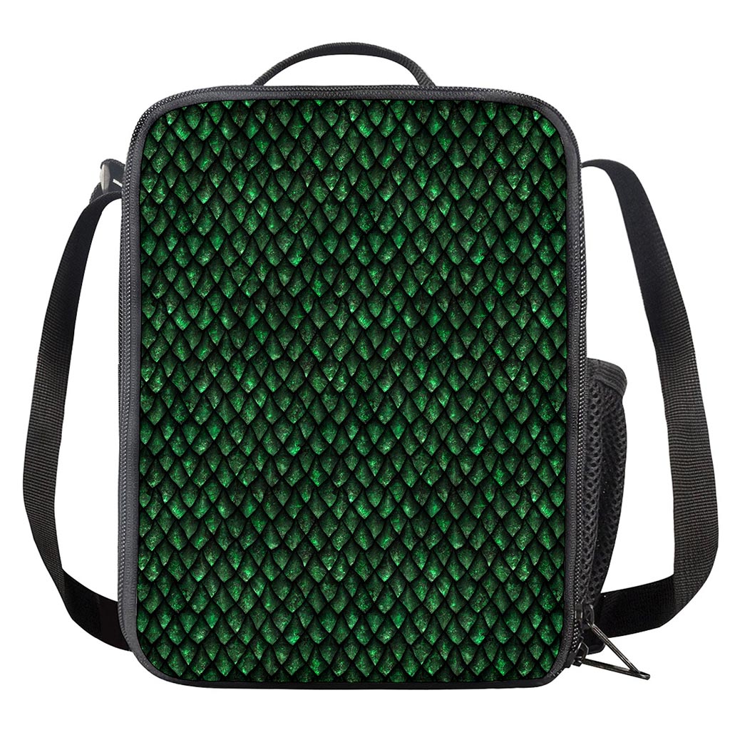 Green Dragon Scales Pattern Print Crossbody Lunch Bag