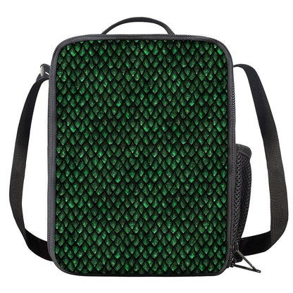 Green Dragon Scales Pattern Print Crossbody Lunch Bag