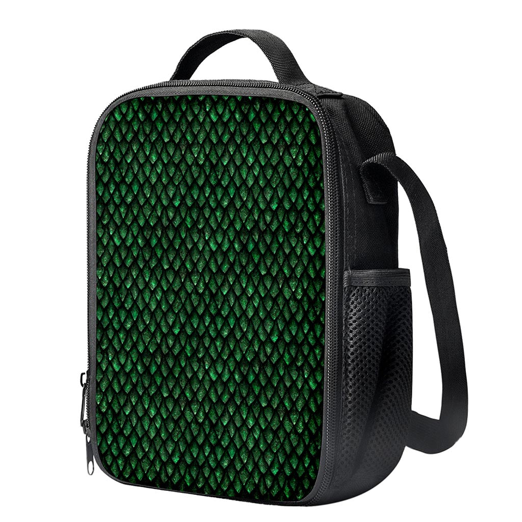 Green Dragon Scales Pattern Print Crossbody Lunch Bag