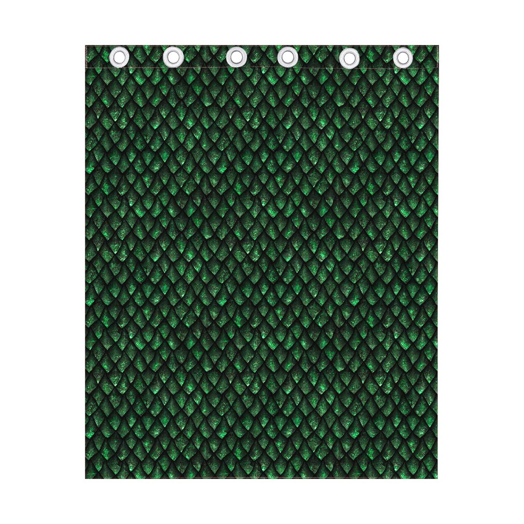 Green Dragon Scales Pattern Print Curtain