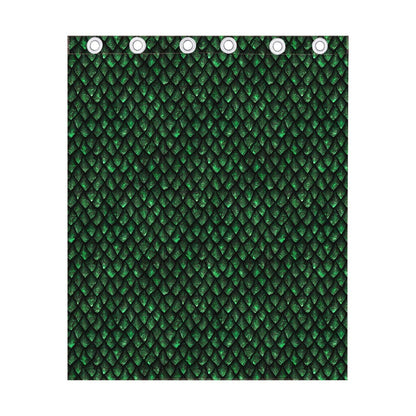 Green Dragon Scales Pattern Print Curtain