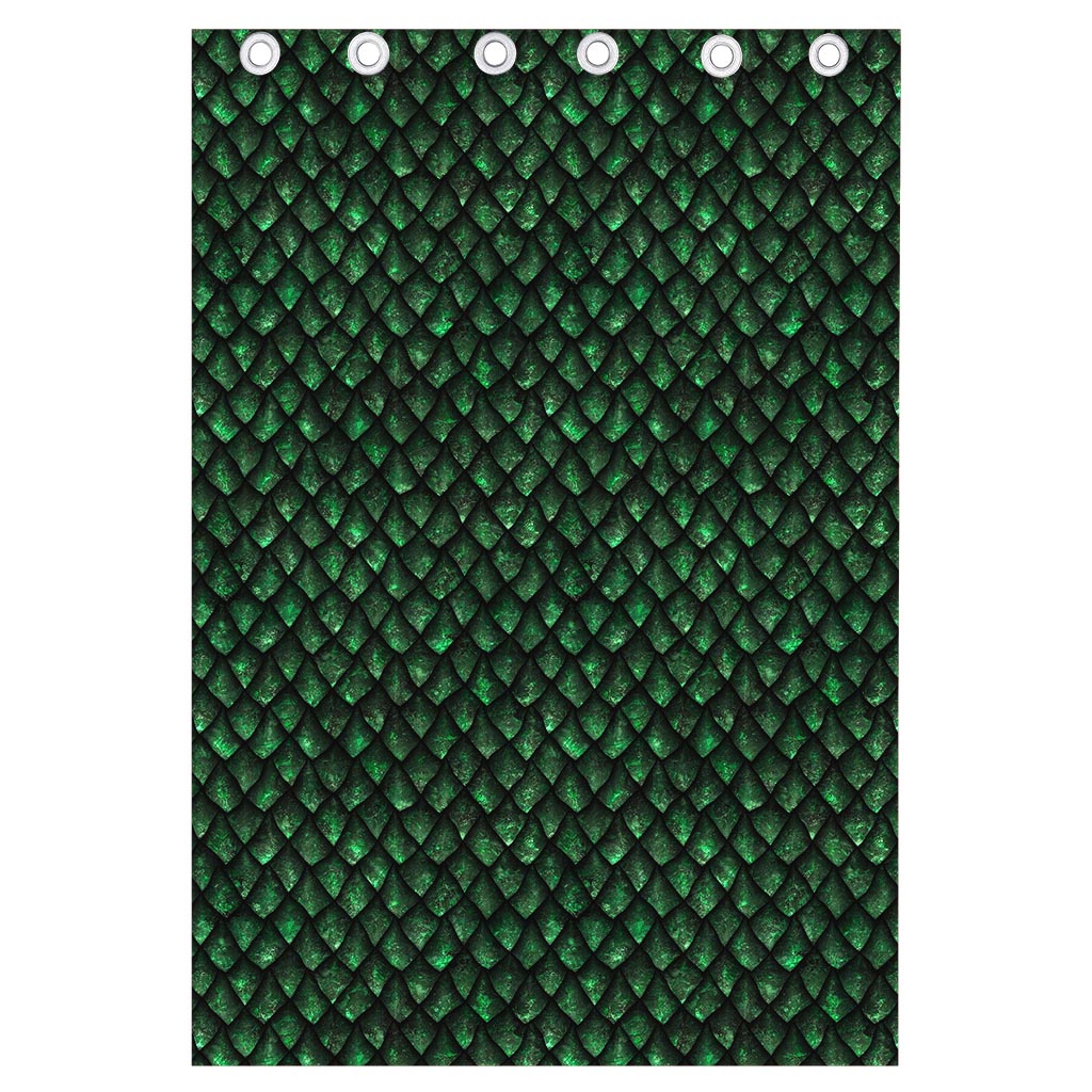 Green Dragon Scales Pattern Print Curtain