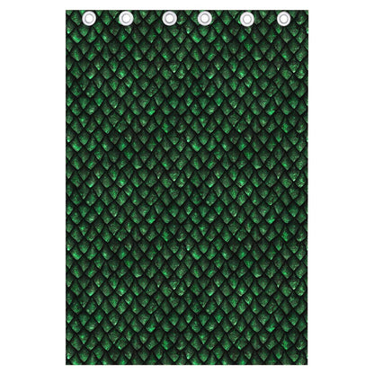 Green Dragon Scales Pattern Print Curtain