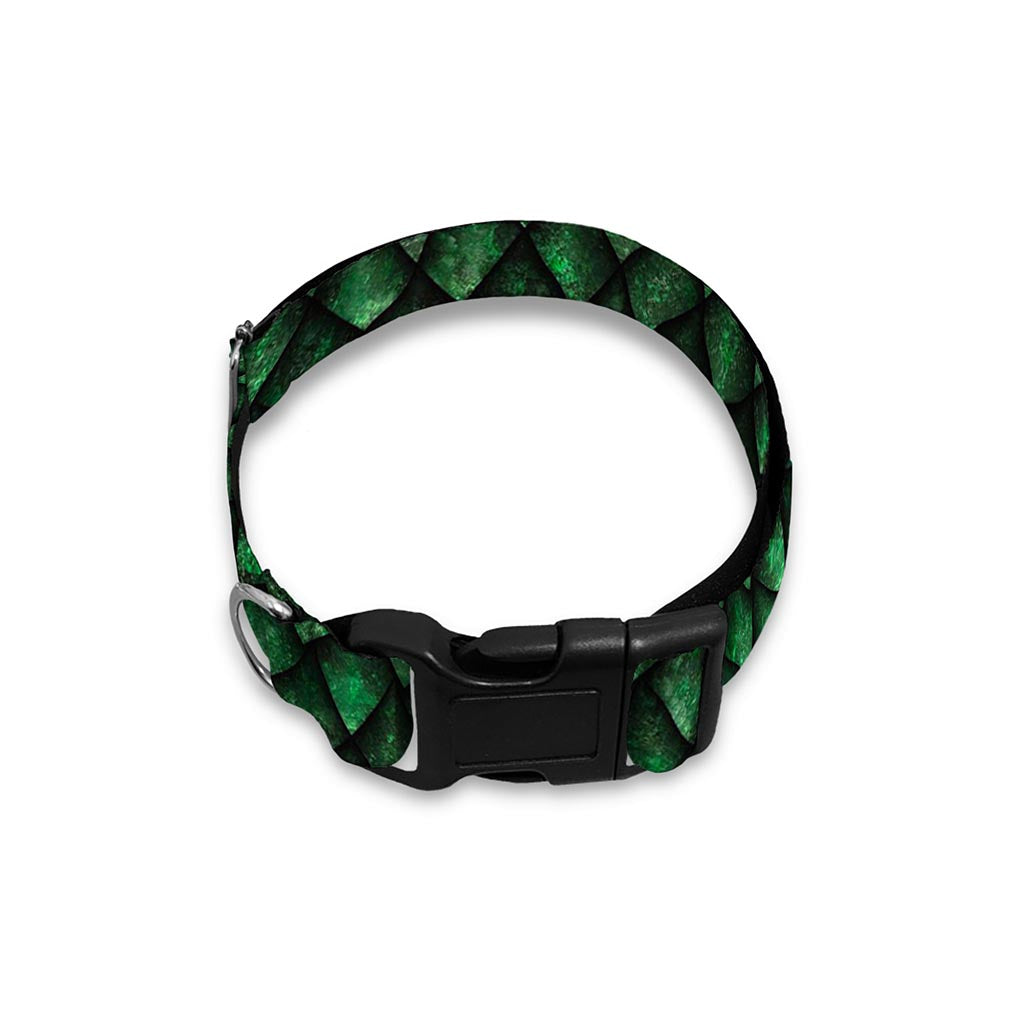 Green Dragon Scales Pattern Print Dog Collar