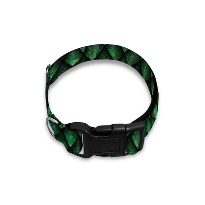 Green Dragon Scales Pattern Print Dog Collar