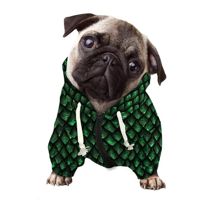 Green Dragon Scales Pattern Print Dog Zip Up Hoodie