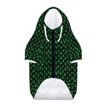 Green Dragon Scales Pattern Print Dog Zip Up Hoodie