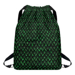 Green Dragon Scales Pattern Print Drawstring Backpack