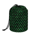 Green Dragon Scales Pattern Print Drawstring Makeup Bag