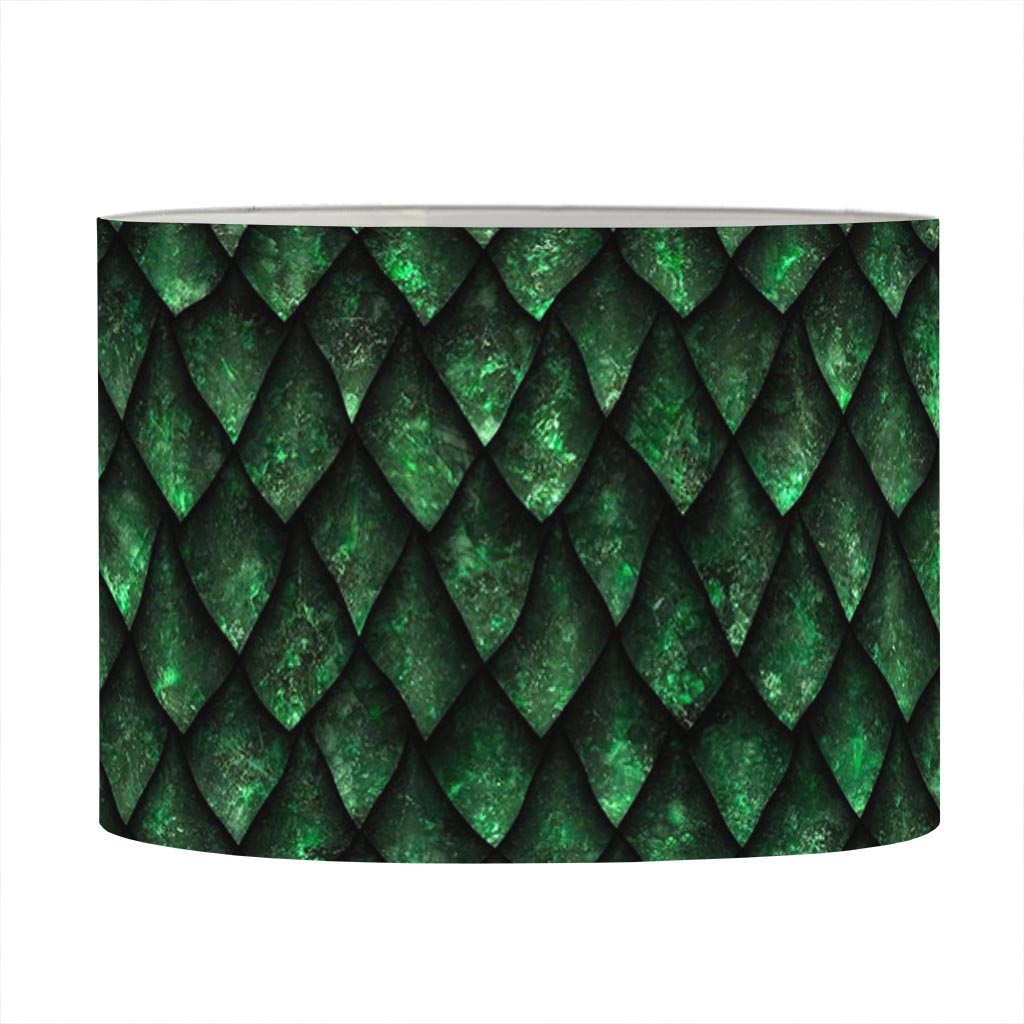 Green Dragon Scales Pattern Print Drum Lamp Shade