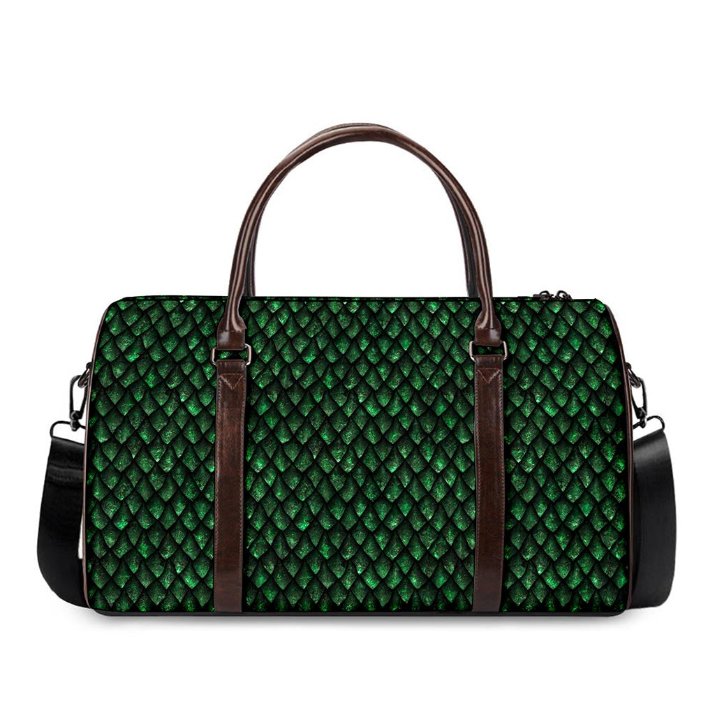 Green Dragon Scales Pattern Print Duffle Bag