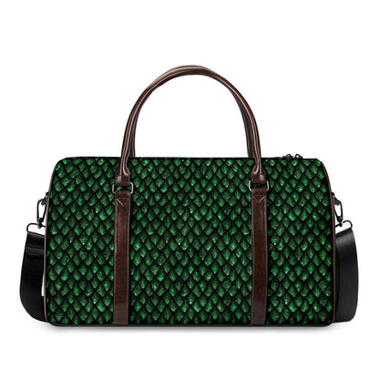 Green Dragon Scales Pattern Print Duffle Bag