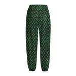 Green Dragon Scales Pattern Print Fleece Lined Knit Pants