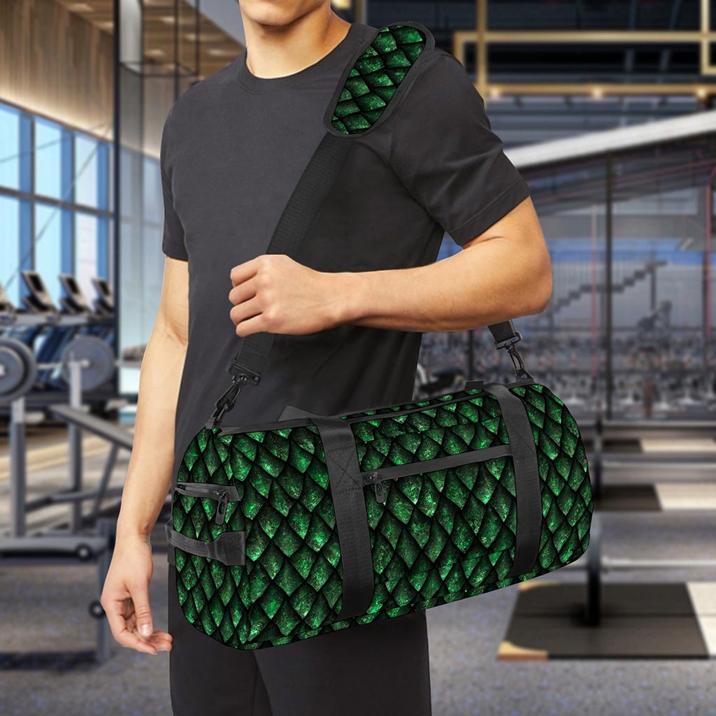 Green Dragon Scales Pattern Print Gym Bag