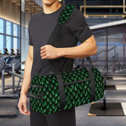 Green Dragon Scales Pattern Print Gym Bag