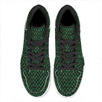 Green Dragon Scales Pattern Print High Top Leather Sneakers