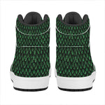 Green Dragon Scales Pattern Print High Top Leather Sneakers